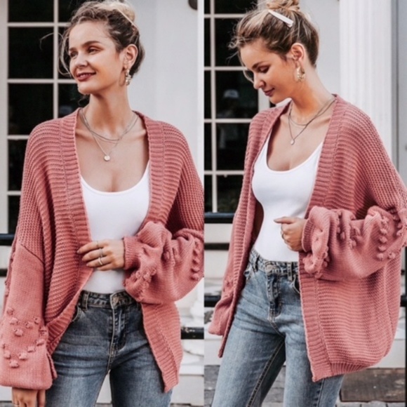 IN STOCK MADISON Balloon Sleeve Knit Cardigan - Picture 3 of 7